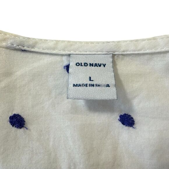 Old Navy Embroidered Swiss Dot Summer Casual Pop Over Blouse, Large - Picture 6 of 10